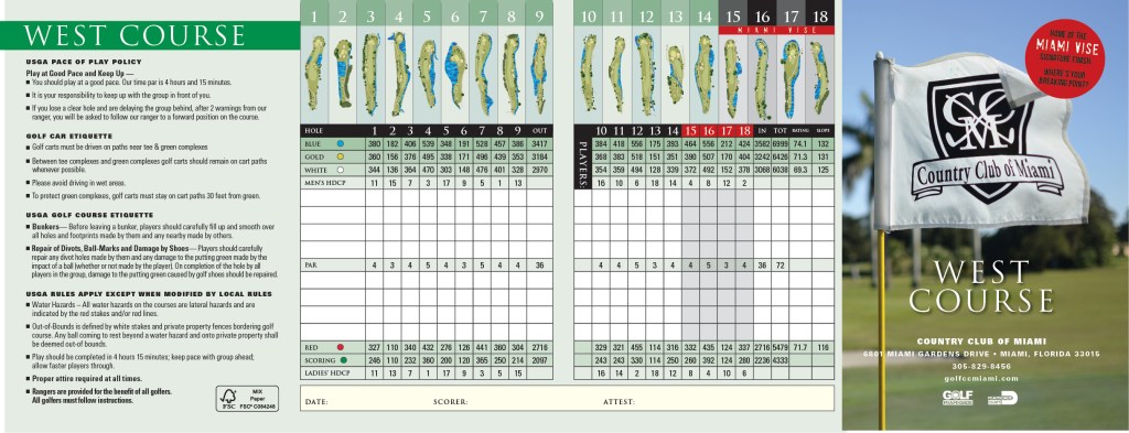Scorecard for West Course Layout